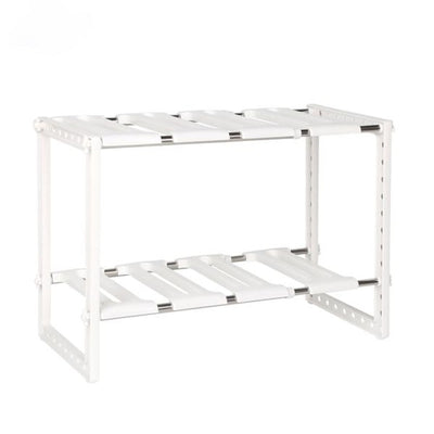 Raft pentru bucatarie cu 2 etaje, ajustabile, din metal si plastic, usor de curatat, alb