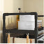 Raft pentru cuptor cu microunde, multifunctional, extensibil, din PVC, dimensiuni 49 x 48 x 32 cm, negru