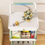 Raft portabil, cu 3 nivele si 1 sertar, maner de transport, dimensiuni 36.5 (L) x 28 (l) x 74.5 (H) cm, din plastic, cu 4 roti, alb/verde
