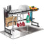 Raft scurgator de vase, tacamuri si pahare, din metal, cu margini inalte, antialunecare, dimensiuni 85 x 32 x 52 cm, baza solida, negru