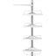 Raft telescopic de dus, polita de colt pentru baie, inaltime 95-300 cm, podea pana in tavan, stalp din otel inoxidabil, 4 tavi, 3 carlige, 1 suport pentru prosoape, alb/argintiu