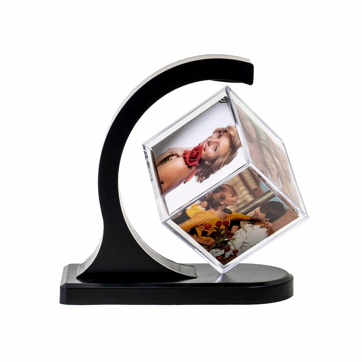 Rama foto cub magnetic rotativ pentru 6 poze 6x6 cm, negru