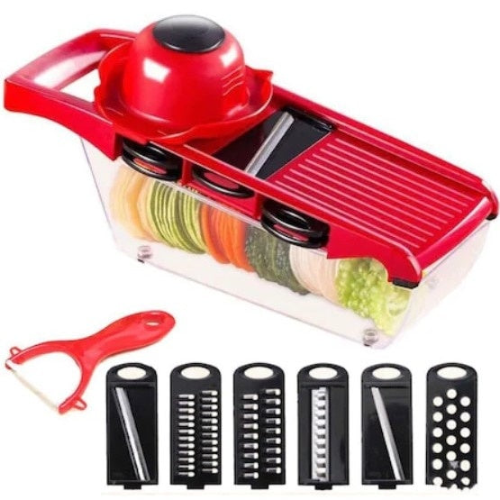 Razatoare Si Feliator FOXMAG24, Legume/Fructe, 6 in 1, rosu