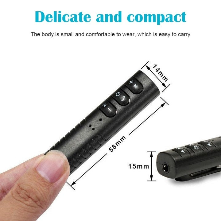 Receptor audio, conexiune Bluetooth, incarcare USB, control volum, on/off apel, mufa jack 3, 5mm, negru