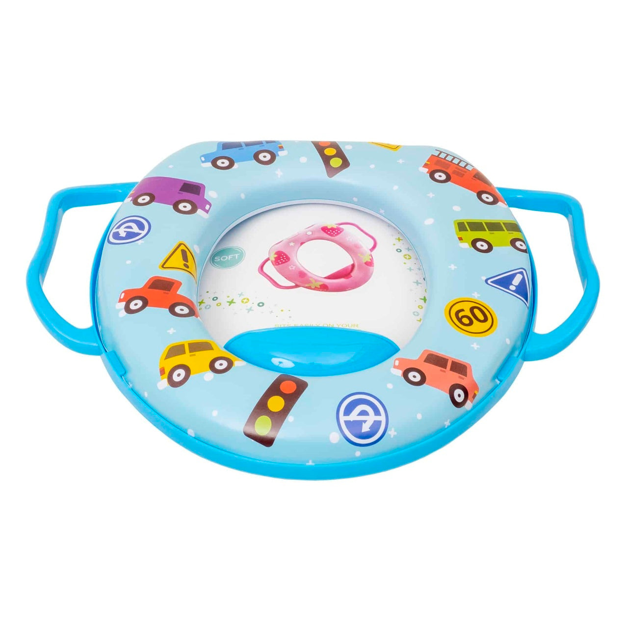 Reductor WC pentru baieti cu manere si burete moale, dimensiuni 30x28 cm