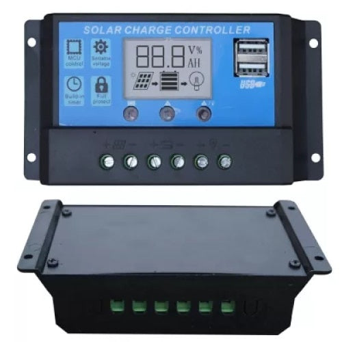 Regulator solar, FOXMAG24, PWM 10A, 12V/24V, 2 X USB si LCD, 115