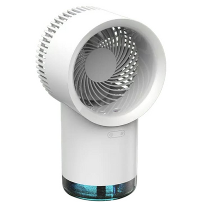 Ventilator portabil de birou 4 în 1, cu funcție de umidificator, 3 trepte de viteza, funcționează fără fir, incarcare USB, alb
