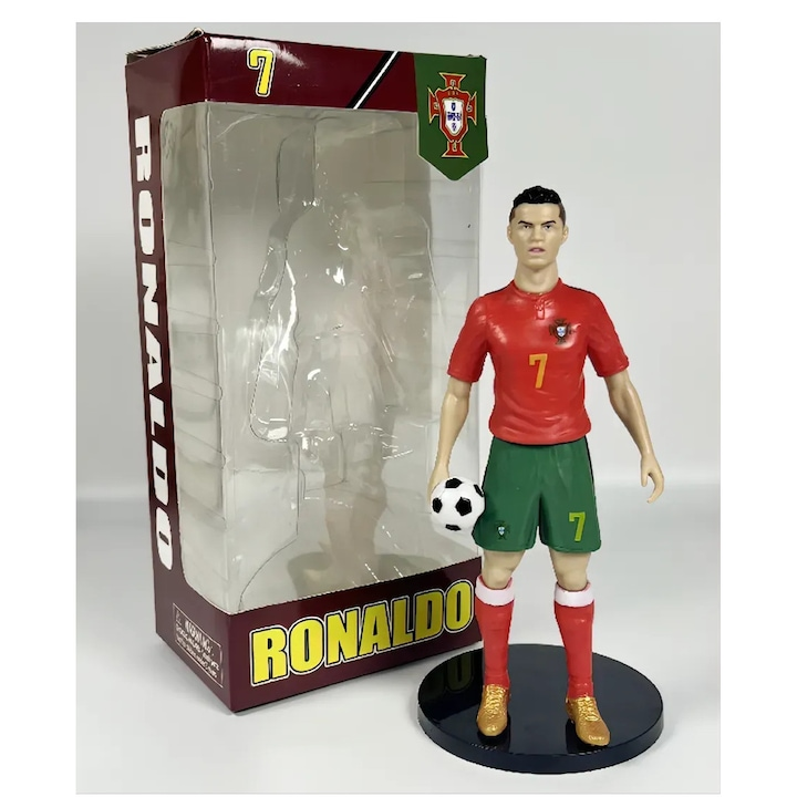 Figurina fotbalist, Cristiano Ronaldo, Stil C în Cutie – PVC Premium, Design Multicolor cu Detalii Bogate