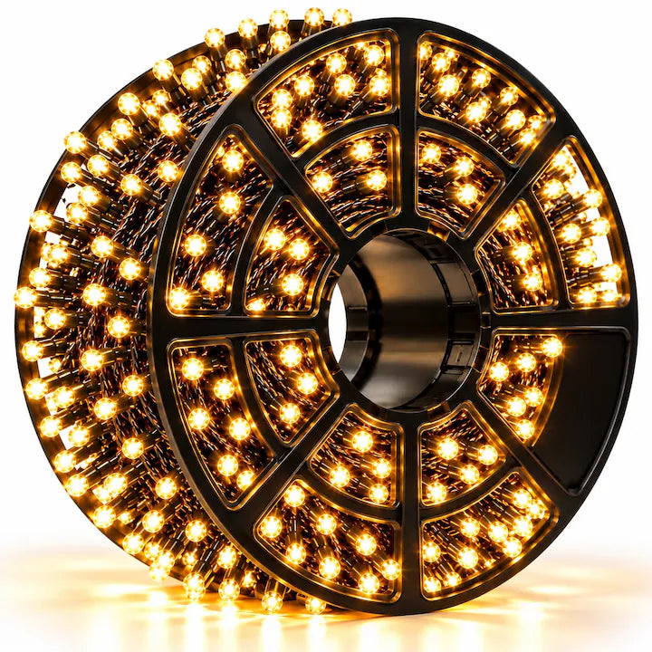 Instalație luminoasă LED tip șir, 400 LED-uri, 30 m, alb cald