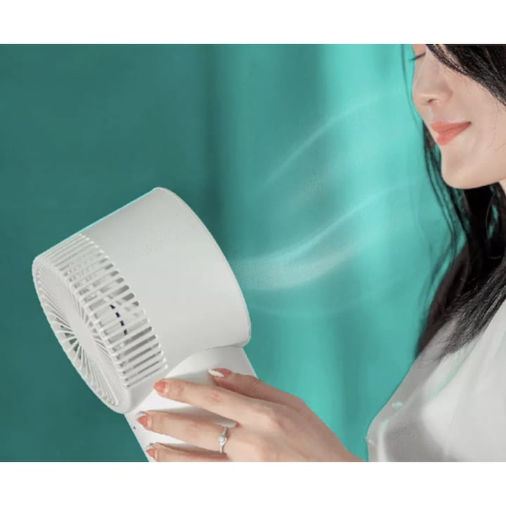 Ventilator portabil de birou 4 în 1, cu funcție de umidificator, 3 trepte de viteza, funcționează fără fir, incarcare USB, alb