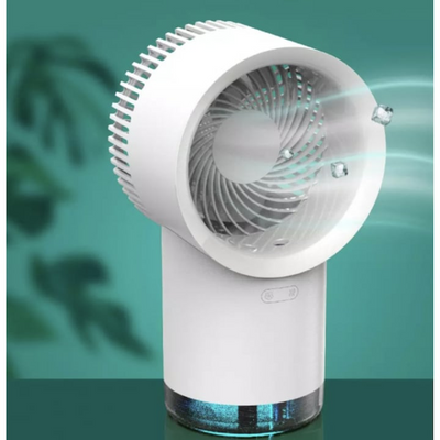 Ventilator portabil de birou 4 în 1, cu funcție de umidificator, 3 trepte de viteza, funcționează fără fir, incarcare USB, alb