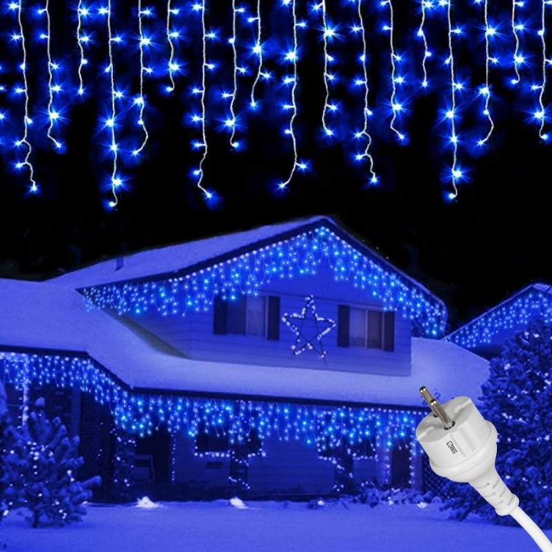 Instalație LED tip țurțuri, 1000 LED-uri, 50 m, albastră – imagine 2