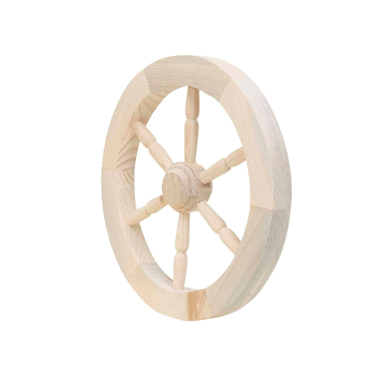 Roata decorativa din lemn, diametru 40 cm, culoare alba