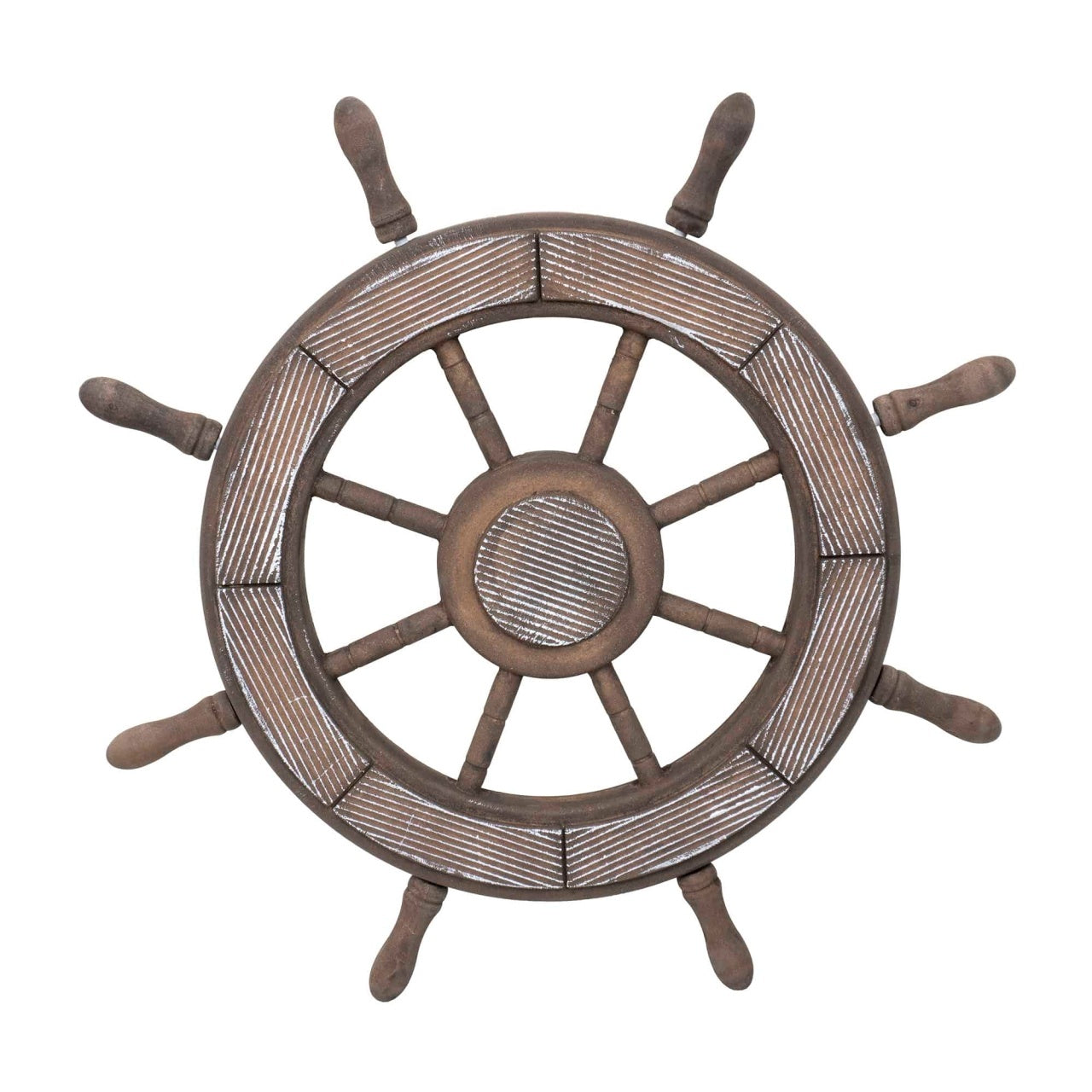 Roata decorativa din MDF, diametru 44cm, model carma marinar, maro