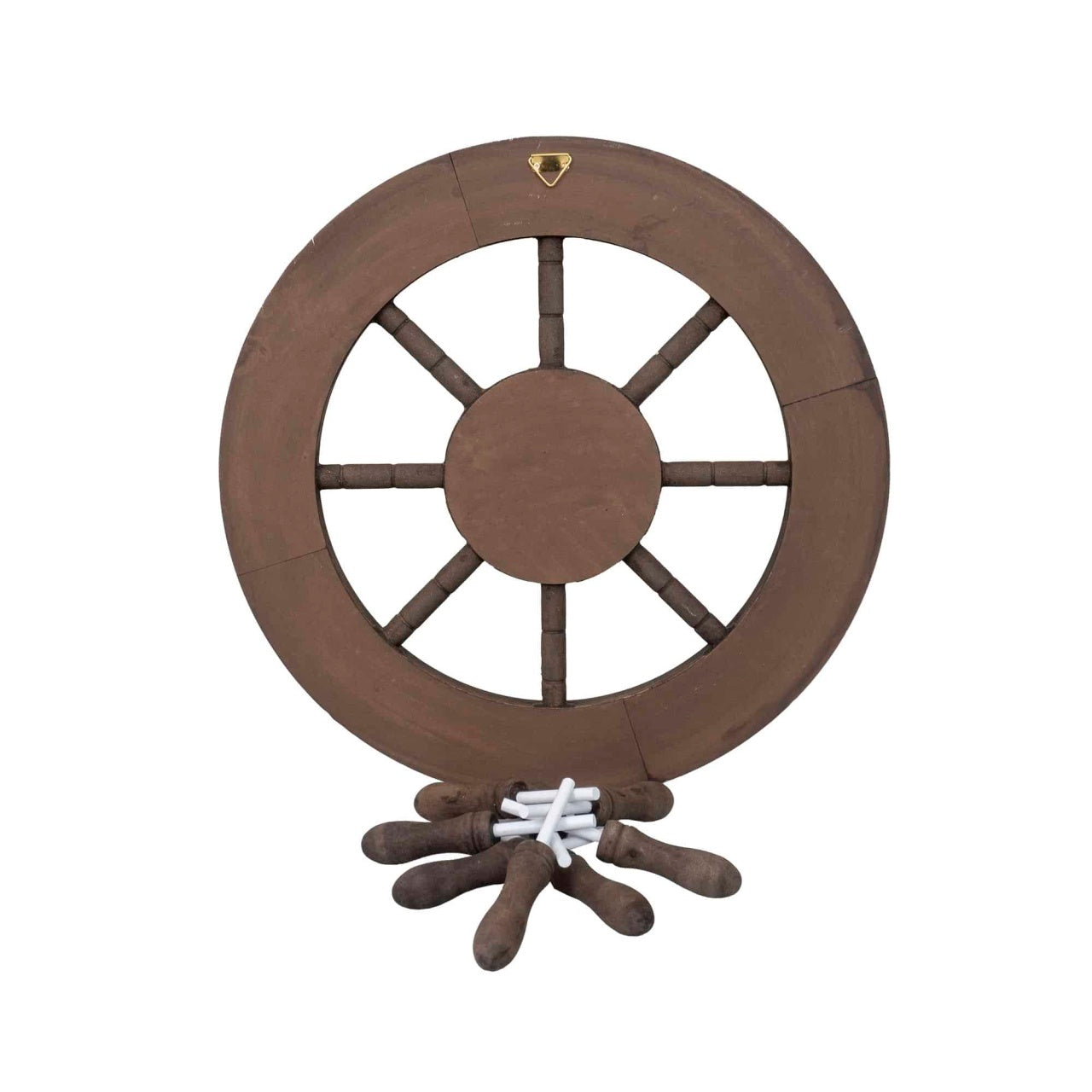 Roata decorativa din MDF, diametru 44cm, model carma marinar, maro