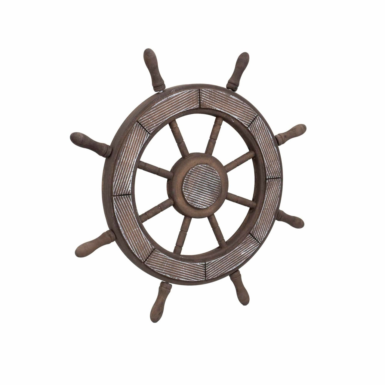 Roata decorativa din MDF, diametru 44cm, model carma marinar, maro