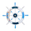 Roata decorativa din MDF, diametru 50cm, model carma marina alb/bleu
