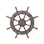 Roata decorativa din MDF, model carma marinar, diametru 50 cm, maro