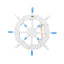 Roata decorativa MDF, diametru 32cm, model carma marina cu plasa alb-bleu