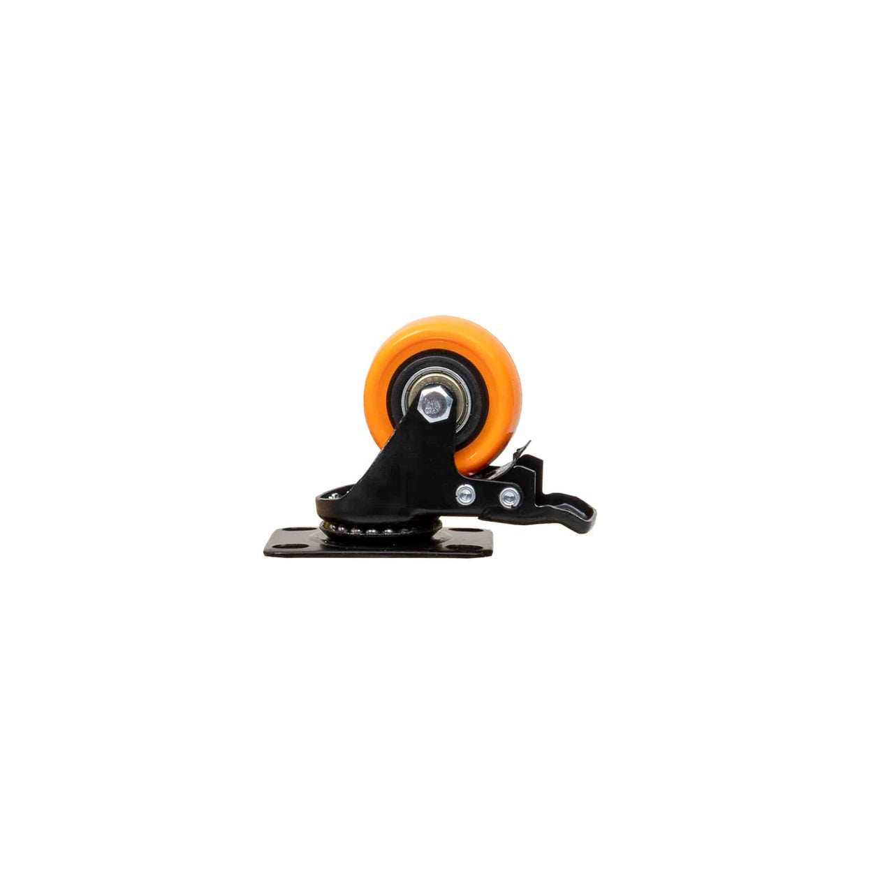 Roata mobila pivotanta cu frana 2 inch, rola cauciuc portocaliu