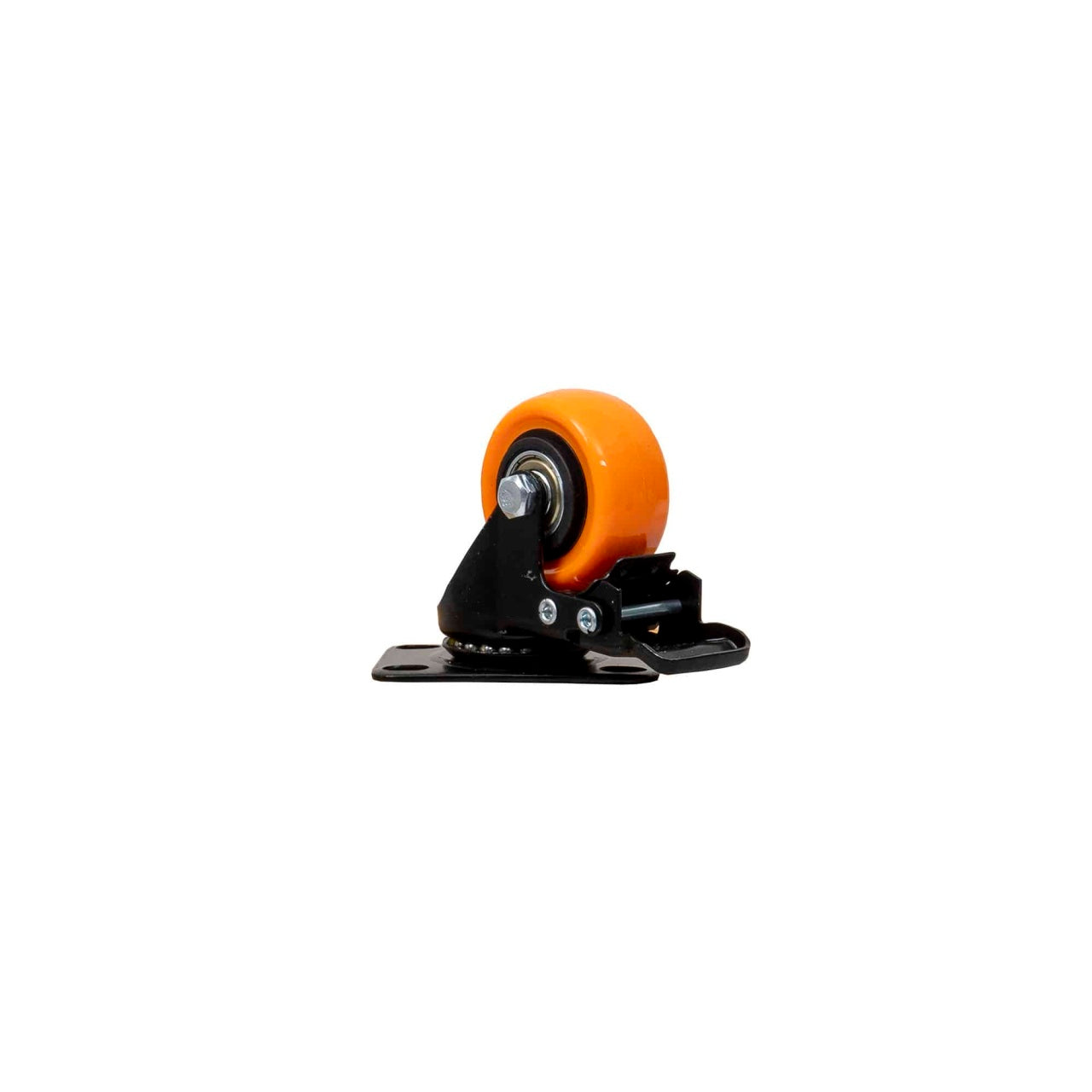 Roata mobila pivotanta cu frana 2 inch, rola cauciuc portocaliu