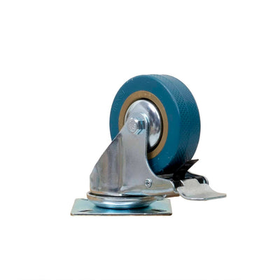 Roata mobila pivotanta cu frana, cauciuc, 2.5 inch, albastru