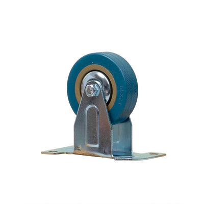 Roata pentru mobila, rola cauciuc 3 inch, albastru, suport 9.8x5.7 cm