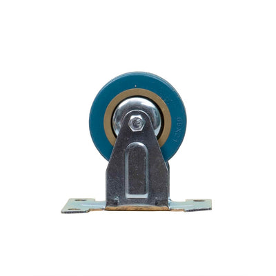 Roata pentru mobila, rola cauciuc 3 inch, albastru, suport 9.8x5.7 cm