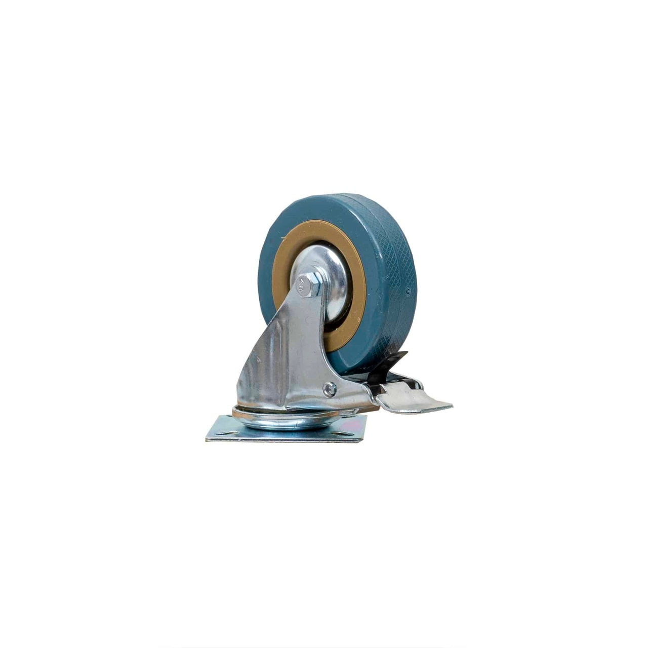 Roata pivotanta de cauciuc pentru mobila cu frana, 3 inch, albastru