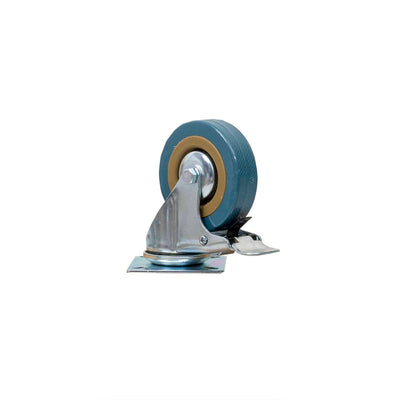 Roata pivotanta de cauciuc pentru mobila cu frana, 3 inch, albastru