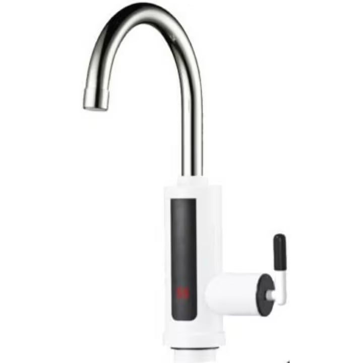 Robinet de incalzire a apei, electric, cu afisaj, ecran LED, rotire la 360 de grade, cu flux direct de apa, alb