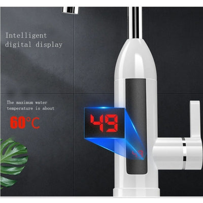 Robinet de incalzire a apei, electric, cu afisaj, ecran LED, rotire la 360 de grade, cu flux direct de apa, alb