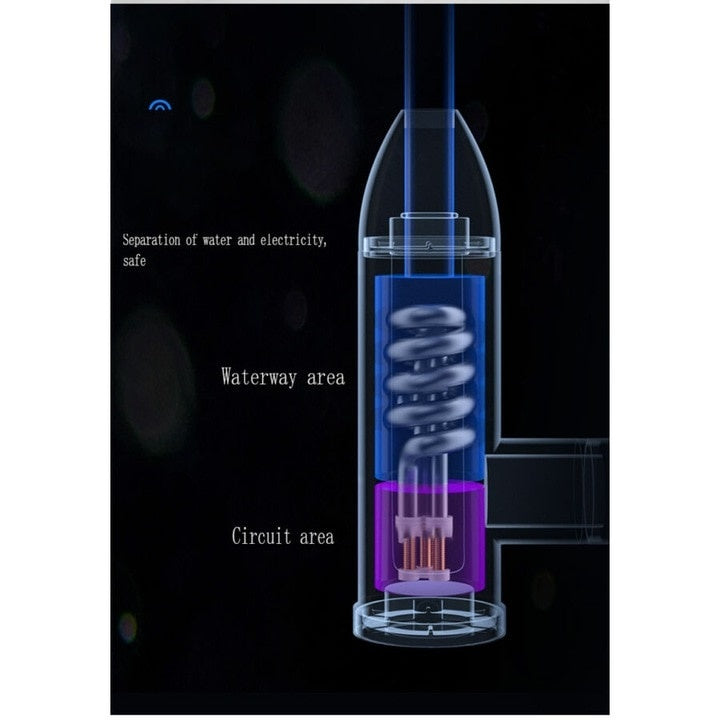 Robinet de incalzire a apei, electric, cu afisaj, ecran LED, rotire la 360 de grade, cu flux direct de apa, alb