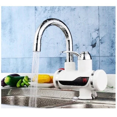 Robinet FOXMAG24 cu afisaj LCD al temperaturii pentru incalzit apa, electric, montare pe chiuveta, argintiu