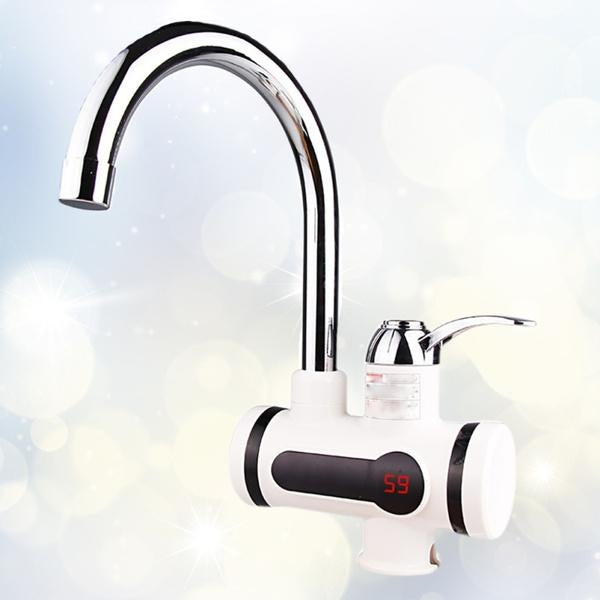 Robinet FOXMAG24 cu afisaj LCD al temperaturii pentru incalzit apa, electric, montare pe chiuveta, argintiu