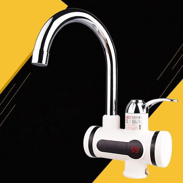 Robinet FOXMAG24 cu afisaj LCD al temperaturii pentru incalzit apa, electric, montare pe chiuveta, argintiu