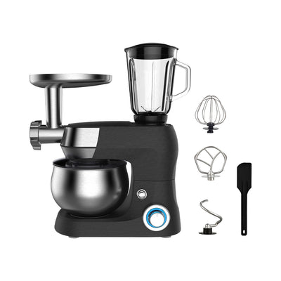 Robot de bucatarie 3-în-1(mixer, blender, mașina de tocat), capacitate 6L, putere 1500W, 12 trepte de viteza, din otel inoxidabil, negru