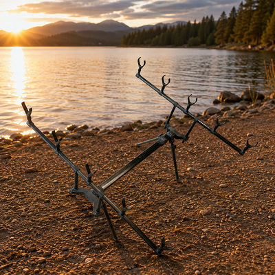 Rod Pod Pliabil pentru Lansete de Pescuit, Negru – imagine comercială în ambient