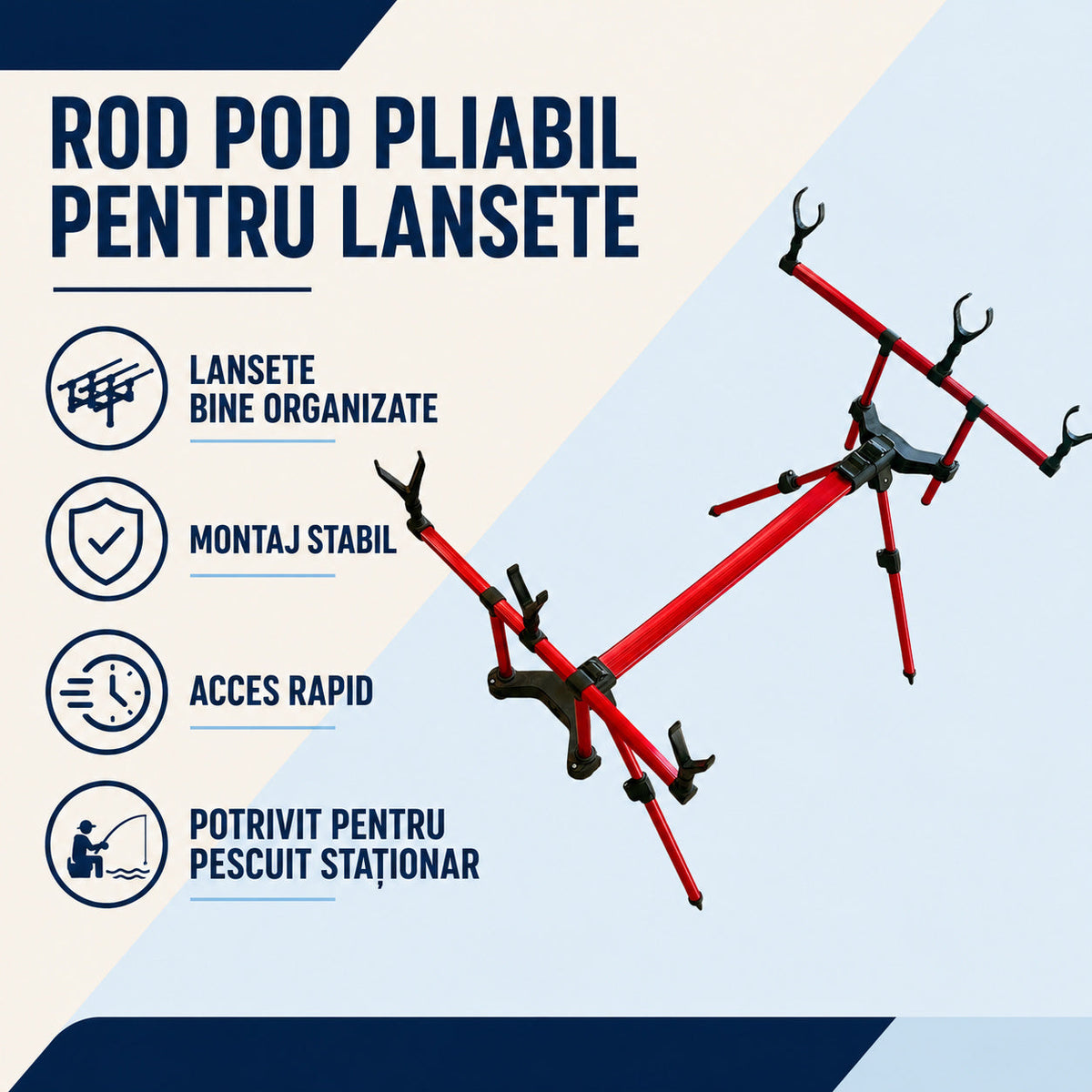 Rod Pod Pliabil pentru Lansete de Pescuit, Roșu/Negru – caracteristici și beneficii