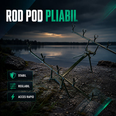 Rod Pod Pliabil pentru Lansete de Pescuit, Verde/Negru – imagine comercială în ambient