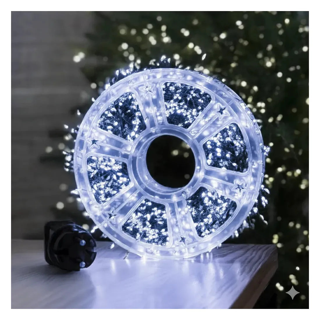 Instalație luminoasă LED tip șir, 1000 LED-uri, 50 m, cu telecomandă, alb rece – imagine 1