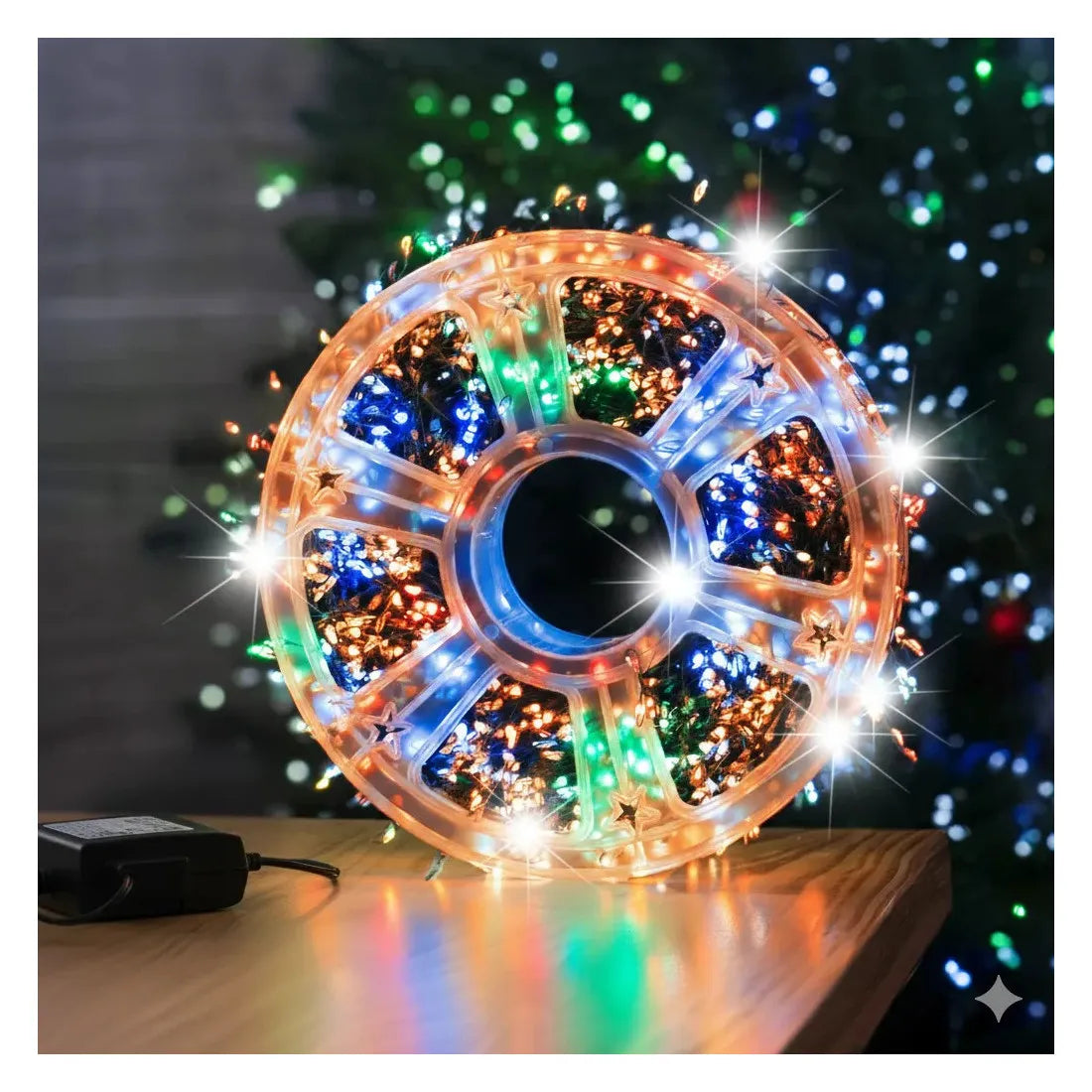 Instalație luminoasă LED tip șir, 1500 LED-uri, 75 m, multicoloră – imagine 1