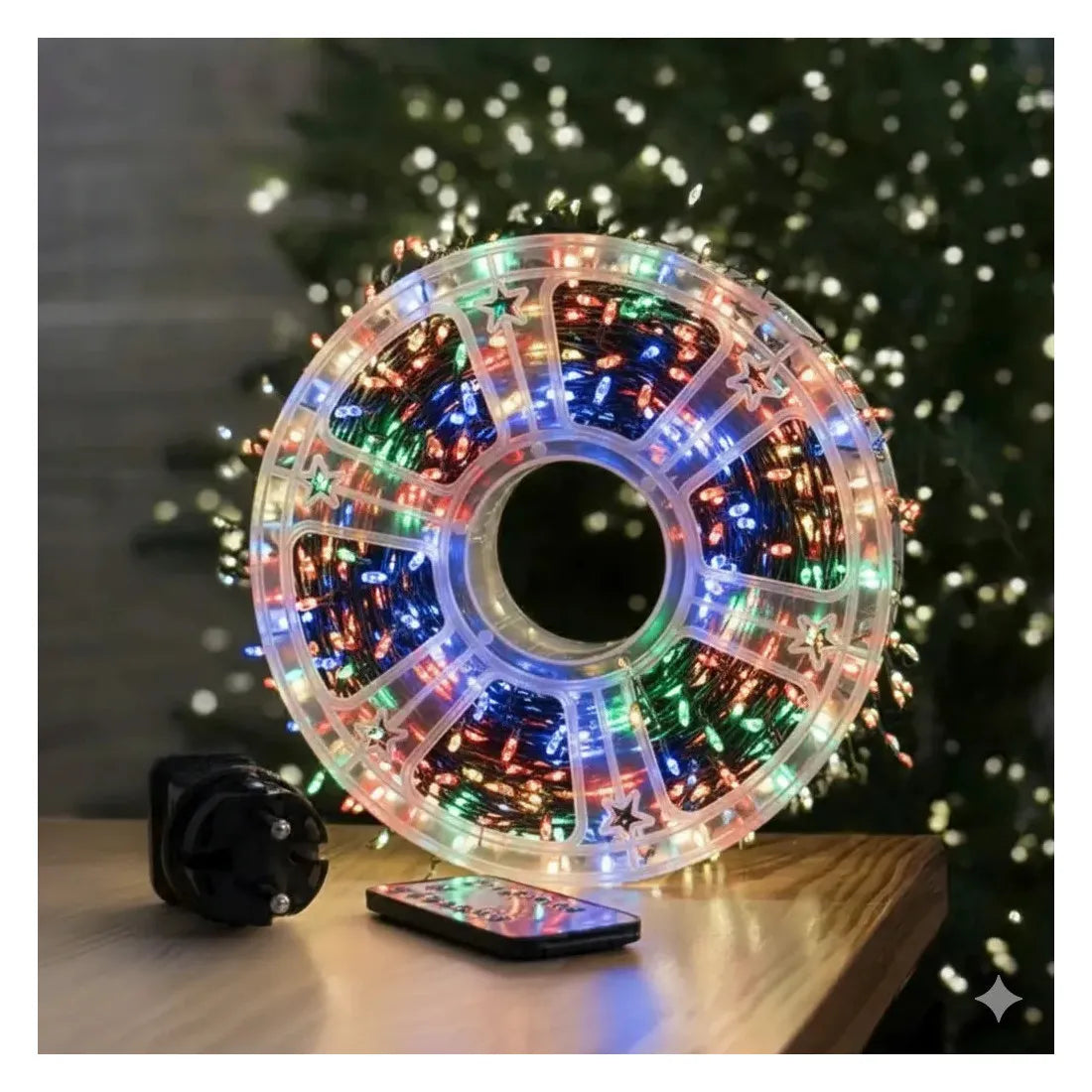 Instalație luminoasă LED tip șir, 1500 LED-uri, cu telecomandă, multicoloră – imagine 1