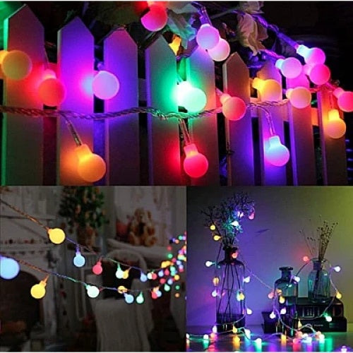 Rola de instalatie pentru Craciun, cu 160 de LED-uri tip globulete, lungime 20m, cu alimetarea la retea, pentru interior si exterior, multicolor