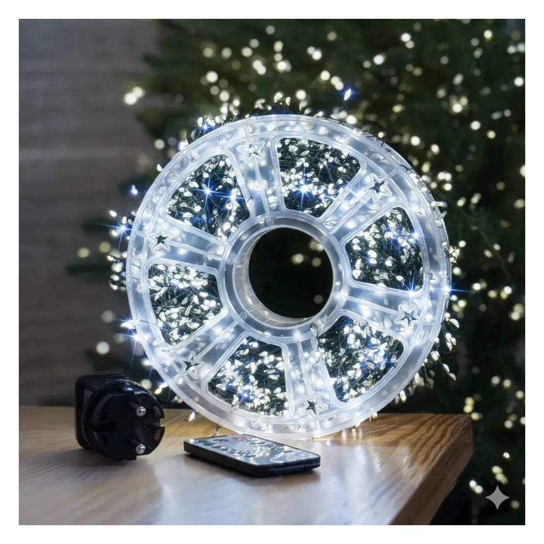 Instalație luminoasă LED tip șir, 600 LED-uri, 30 m, alb rece – imagine 1