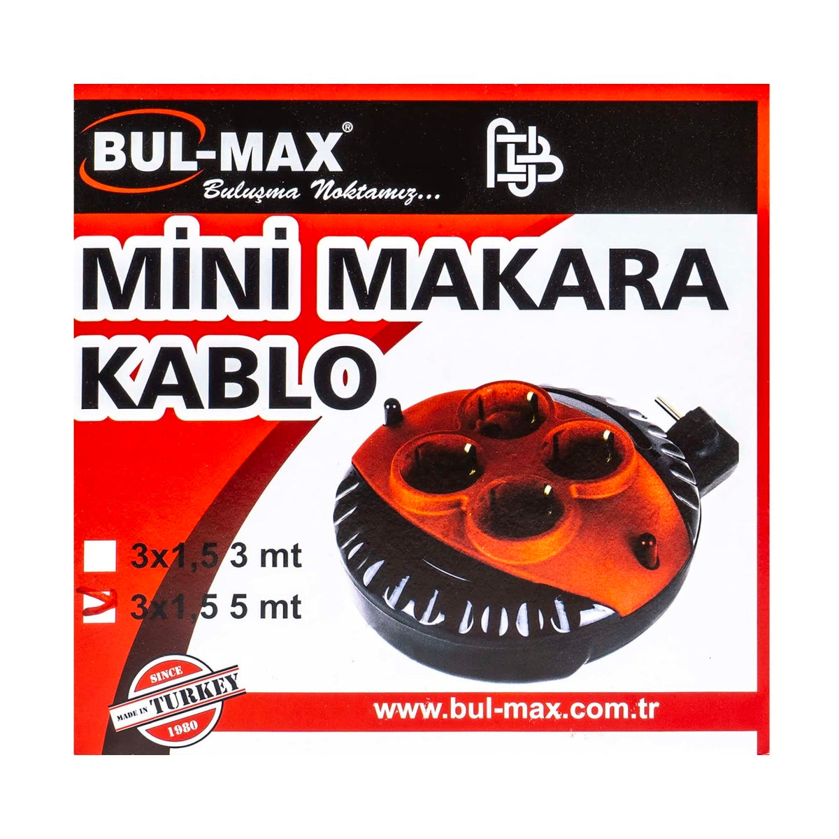 Rola prelungitor cablu 5m, 4 prize, sectiune cablu 3x1.5mm