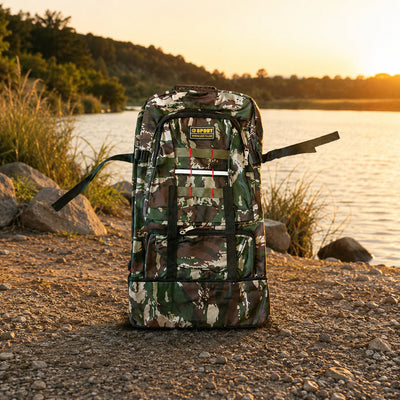 Rucsac pentru Pescuit, cu Buzunare Multiple, Camuflaj – imagine comercială în ambient