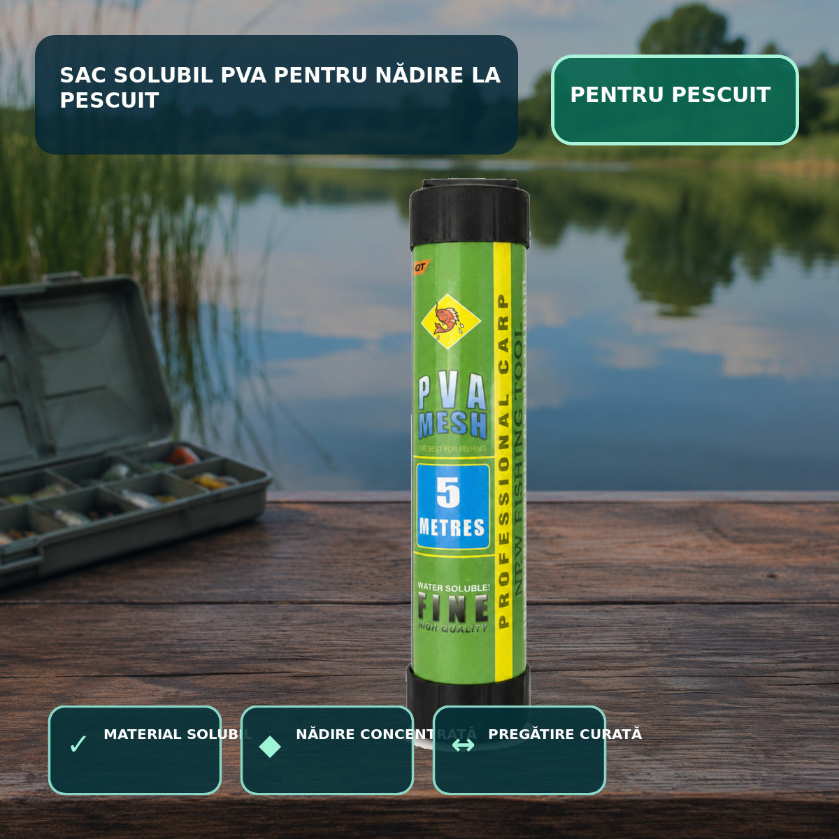 Sac Solubil PVA pentru Nădire la Pescuit – imagine principală