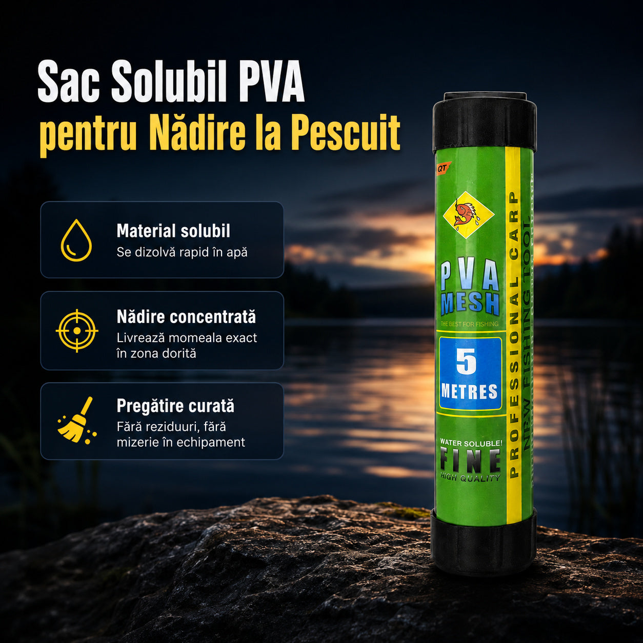 Sac Solubil PVA pentru Nădire la Pescuit – imagine principală
