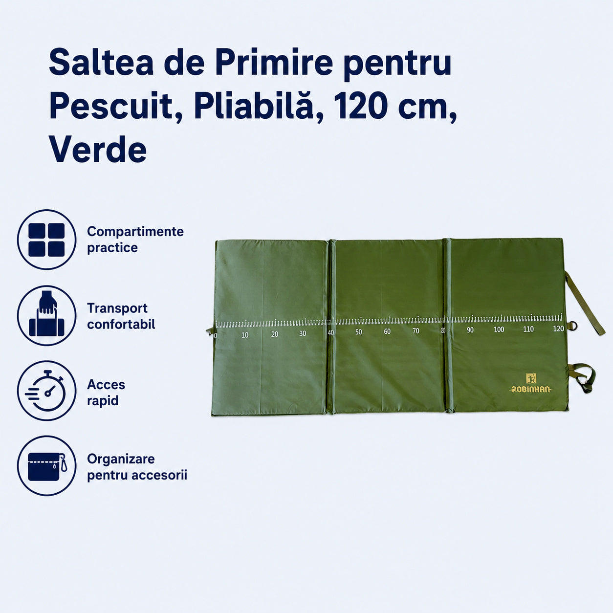 Saltea de Primire pentru Pescuit, Pliabilă, 120 cm, Verde – caracteristici